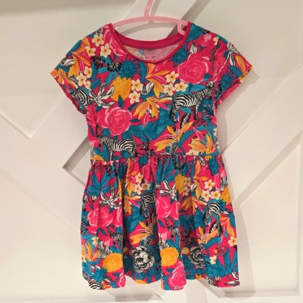 F&F Pink and Yellow Casual Sundress Short Sleeve